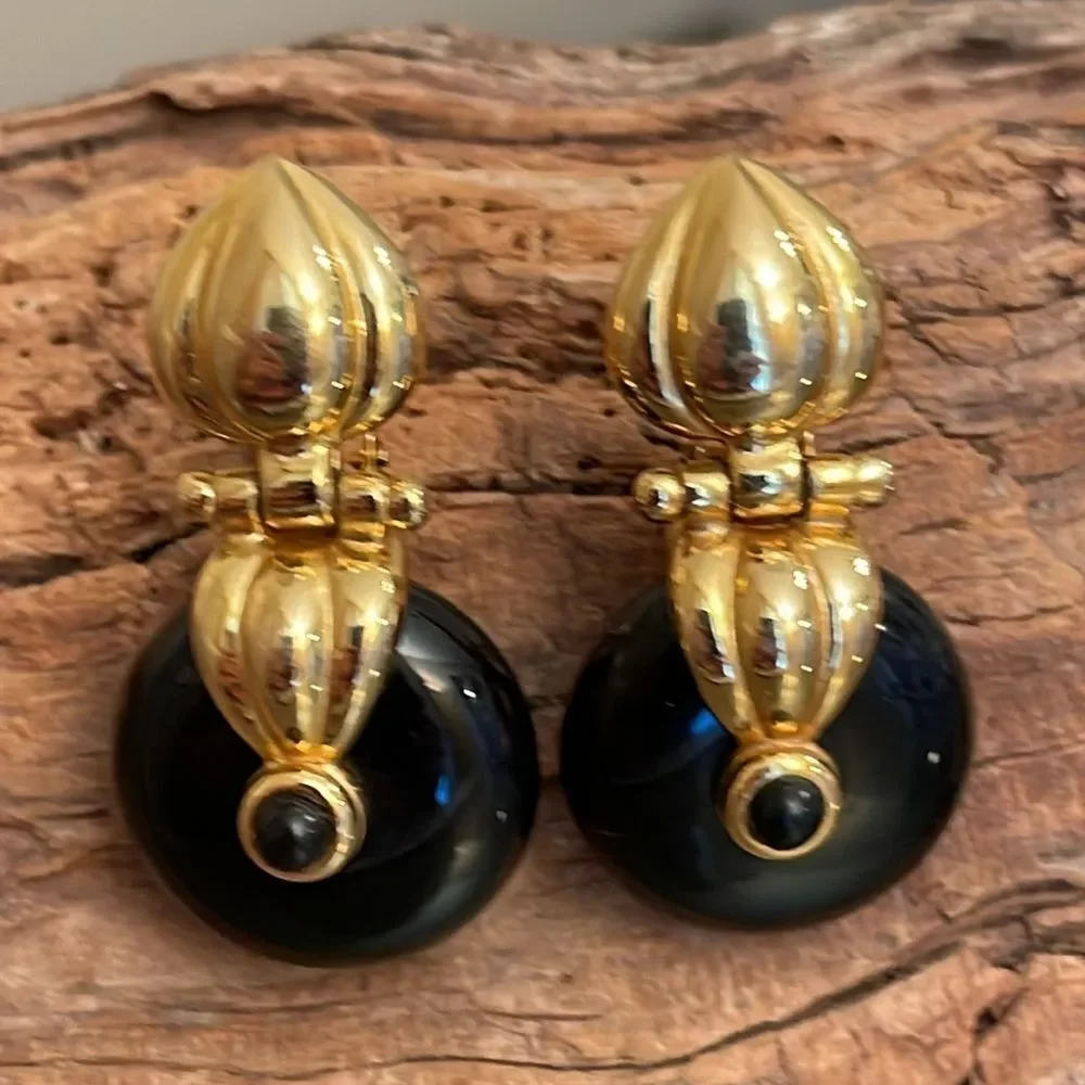 Joan Rivers Interchangeable Door Knocker Earrings Disc Drop Dangle Clip Ons
